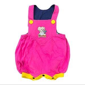 90's SUPER RARE Pink & Yellow Yoram Gross Blinky Bill Nutsy Koala Bubble Romper